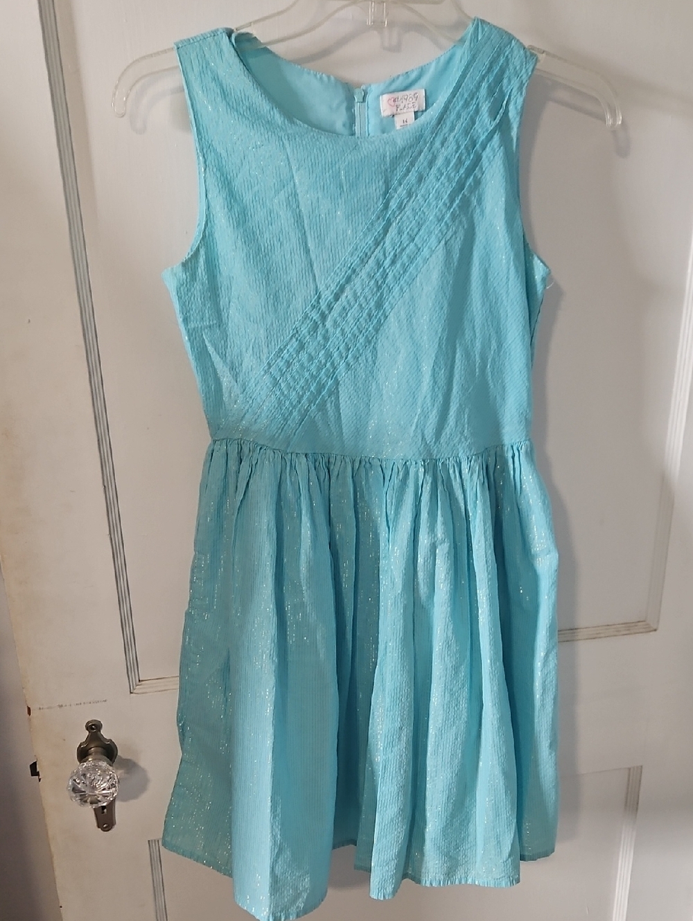 Childrens Place Sparkle Fit & Flare Dress - Aqua Blue